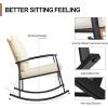 imageOutvita 3Piece Outdoor Rocking Bistro Set Patio Furniture Set wSoft Thick Cushions ampamp 2Tier Coffee Table Rattan Conversation Wicker Rocking Chairs for Garden Balcony Backyard Poolside