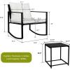 imageOutvita 3Piece Rocking Bistro Set Outdoor Wicker Patio Furniture Set with Glass Coffee Table Perfect for Outdoor Porch Balcony and Garden WhiteBlack