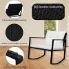 imageOutvita 3Piece Rocking Bistro Set Outdoor Wicker Patio Furniture Set with Glass Coffee Table Perfect for Outdoor Porch Balcony and Garden WhiteBlack
