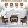 imageOutvita 3Piece Rocking Bistro Set Outdoor Wicker Patio Furniture Set with Glass Coffee Table Perfect for Outdoor Porch Balcony and Garden WhiteBrown Gradient