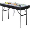 imageOutvita 4 FT Folding Ice Cooler Table with Matching Skirt ampamp Drain Portable Party Beverage Buffet Colder Server for Family Picnic Camping BBQ Wedding BlackBlack