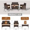 imageOutvita 4 Pieces Patio Furniture Set Rattan Conversation Sets with Loveseat Soft Cushion and Glass Table for Garden Backyard Balcony Porch PoolsideBrown GradientBrown Gradient