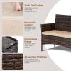 imageOutvita 4 Pieces Patio Furniture Set Rattan Conversation Sets with Loveseat Soft Cushion and Glass Table for Garden Backyard Balcony Porch PoolsideBrown GradientBrown Gradient