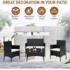 imageOutvita 4 Pieces Patio Furniture Set Rattan Conversation Sets with Loveseat Soft Cushion and Glass Table for Garden Backyard Balcony Porch PoolsideBrown GradientBlack