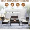 imageOutvita 4 Pieces Patio Furniture Set Rattan Conversation Sets with Loveseat Soft Cushion and Glass Table for Garden Backyard Balcony Porch PoolsideBrown GradientDark Brown