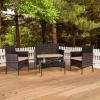 imageOutvita 4 Pieces Patio Furniture Set Rattan Conversation Sets with Loveseat Soft Cushion and Glass Table for Garden Backyard Balcony Porch PoolsideBrown GradientBrown Gradient