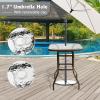 imageOutvita 40 Inch Patio Bar Table Square Outdoor Bar Height Bistro Table with Tempered Glass Tabletop ampamp Umbrella Hole Outdoor Cocktail Table for Patio Yard PoolsideBrown frame with clear glass