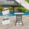 imageOutvita 40 Inch Patio Bar Table Square Outdoor Bar Height Bistro Table with Tempered Glass Tabletop ampamp Umbrella Hole Outdoor Cocktail Table for Patio Yard PoolsideBlack frame with clear glass