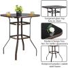 imageOutvita 40 Inch Patio Bar Table Square Outdoor Bar Height Bistro Table with Tempered Glass Tabletop ampamp Umbrella Hole Outdoor Cocktail Table for Patio Yard PoolsideBrown frame with black glass
