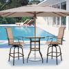 imageOutvita 40 Inch Patio Bar Table Square Outdoor Bar Height Bistro Table with Tempered Glass Tabletop ampamp Umbrella Hole Outdoor Cocktail Table for Patio Yard PoolsideBrown frame with clear glass