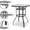 imageOutvita 40 Inch Patio Bar Table Square Outdoor Bar Height Bistro Table with Tempered Glass Tabletop ampamp Umbrella Hole Outdoor Cocktail Table for Patio Yard PoolsideBlack frame with clear glass