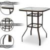 imageOutvita 40 Inch Patio Bar Table Square Outdoor Bar Height Bistro Table with Tempered Glass Tabletop ampamp Umbrella Hole Outdoor Cocktail Table for Patio Yard PoolsideBrown frame with clear glass