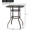 imageOutvita 40 Inch Patio Bar Table Square Outdoor Bar Height Bistro Table with Tempered Glass Tabletop ampamp Umbrella Hole Outdoor Cocktail Table for Patio Yard PoolsideBrown frame with black glass