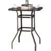 imageOutvita 40 Inch Patio Bar Table Square Outdoor Bar Height Bistro Table with Tempered Glass Tabletop ampamp Umbrella Hole Outdoor Cocktail Table for Patio Yard PoolsideBrown frame with black glass