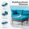 imageOutvita 6 Pieces Patio Furniture Set AllWeather Outdoor Sectional Patio Sofa PE Rattan Manual Weaving Wicker Conversation Set with Ottoman ampamp Adjustable Feet ampamp Pillow ampamp Seat Cushion Green ampamp BlackGreen  Black
