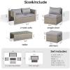 imageOutvita 6 Pieces Patio Furniture Set AllWeather Outdoor Sectional Patio Sofa PE Rattan Manual Weaving Wicker Conversation Set with Ottoman ampamp Glass Coffee Table ampamp Pillow ampamp Cushion Grey