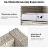imageOutvita 6 Pieces Patio Furniture Set AllWeather Outdoor Sectional Patio Sofa PE Rattan Manual Weaving Wicker Conversation Set with Ottoman ampamp Glass Coffee Table ampamp Pillow ampamp Cushion Grey