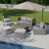 imageOutvita 6 Pieces Patio Furniture Set AllWeather Outdoor Sectional Patio Sofa PE Rattan Manual Weaving Wicker Conversation Set with Ottoman ampamp Glass Coffee Table ampamp Pillow ampamp Cushion Grey