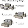 imageOutvita 6 Pieces Patio Furniture Set AllWeather Outdoor Sectional Patio Sofa PE Rattan Manual Weaving Wicker Conversation Set with Ottoman ampamp Glass Coffee Table ampamp Pillow ampamp Cushion Grey