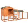 imageOutvita 61quot Wooden Rabbit Hutch Outdoor Coop Chicken House Bunny Hutch with Ladder ampamp Tray Natural Wood Color