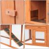 imageOutvita 61quot Wooden Rabbit Hutch Outdoor Coop Chicken House Bunny Hutch with Ladder ampamp Tray Natural Wood Color