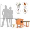 imageOutvita 61quot Wooden Rabbit Hutch Outdoor Coop Chicken House Bunny Hutch with Ladder ampamp Tray Natural Wood Color