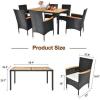 imageOutvita 7 Pieces Patio Dining Set Outdoor Patio Furniture Set with Acacia Wood Table and Rattan Chairs Outdoor Furniture with Soft Seat Cushions for Garden Backyard Poolside