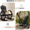 imageOutvita Adirondack Rocking Chair Set of 2 Wood Wagon Rocker Outdoor Wooden Carbonized Lounge Chairs with Wheel Armrest for Garden Patio Country PorchBlackBlack