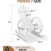 imageOutvita Adirondack Rocking Chair Set of 2 Wood Wagon Rocker Outdoor Wooden Carbonized Lounge Chairs with Wheel Armrest for Garden Patio Country PorchBlackWhite