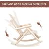 imageOutvita Adirondack Rocking Chair Wood Wagon Rocker Outdoor Wooden Carbonized Lounge Chairs with Wheel Armrest for Garden Patio Country Yard PorchBlackNatural