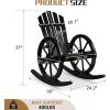 imageOutvita Adirondack Rocking Chair Wood Wagon Rocker Outdoor Wooden Carbonized Lounge Chairs with Wheel Armrest for Garden Patio Country Yard PorchBlackBlack