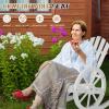 imageOutvita Adirondack Rocking Chair Wood Wagon Rocker Outdoor Wooden Carbonized Lounge Chairs with Wheel Armrest for Garden Patio Country Yard PorchBlackWhite