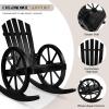 imageOutvita Adirondack Rocking Chair Wood Wagon Rocker Outdoor Wooden Carbonized Lounge Chairs with Wheel Armrest for Garden Patio Country Yard PorchBlackBlack