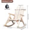 imageOutvita Adirondack Rocking Chair Wood Wagon Rocker Outdoor Wooden Carbonized Lounge Chairs with Wheel Armrest for Garden Patio Country Yard PorchBlackNatural