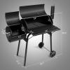 imageOutvita BBQ Charcoal Grill Outdoor Patio Barbecue Cooker with Offset Smoker Wheels and Tray for Balcony Picnics Party and CampingBlack