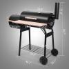 imageOutvita BBQ Charcoal Grill Outdoor Patio Barbecue Cooker with Offset Smoker Wheels and Tray for Balcony Picnics Party and CampingNatural Wood Color