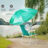 imageOutvita Beach Chair with Umbrella Outdoor Folding Chair High Strength Cleanable Fabric Lightweight and Waterproof for Sand Camping Lawn Concert Travel Festival BlueHeavy Duty Supports 220lbsMint Green