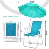 imageOutvita Beach Chair with Umbrella Outdoor Folding Chair High Strength Cleanable Fabric Lightweight and Waterproof for Sand Camping Lawn Concert Travel Festival BlueHeavy Duty Supports 220lbsMint Green