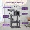 imageOutvita Cat Tree 57 Inch Plush Cats Tower for Indoor Pets with Sisal Scratching Post Large Cat Condo Climbing Frame with Multi Level Jumping Platform Hammock Toy Balls Dark GrayDark Gray