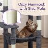 imageOutvita Cat Tree 57 Inch Plush Cats Tower for Indoor Pets with Sisal Scratching Post Large Cat Condo Climbing Frame with Multi Level Jumping Platform Hammock Toy Balls Dark GrayDark Gray
