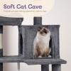 imageOutvita Cat Tree 57 Inch Plush Cats Tower for Indoor Pets with Sisal Scratching Post Large Cat Condo Climbing Frame with Multi Level Jumping Platform Hammock Toy Balls Dark GrayDark Gray