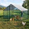 imageOutvita Chicken Coop 19510 FT Large Metal Chicken House Poultry Habitat Cage with Waterproof Cover Walkin Chicken Run Pen for Small Animals Yard Farm PatioBlack