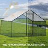 imageOutvita Chicken Coop 19510 FT Large Metal Chicken House Poultry Habitat Cage with Waterproof Cover Walkin Chicken Run Pen for Small Animals Yard Farm PatioBlack