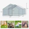 imageOutvita Chicken Coop 19510 FT Large Metal Chicken House Poultry Habitat Cage with Waterproof Cover Walkin Chicken Run Pen for Small Animals Yard Farm PatioSilver