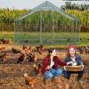 imageOutvita Chicken Coop 19510 FT Large Metal Chicken House Poultry Habitat Cage with Waterproof Cover Walkin Chicken Run Pen for Small Animals Yard Farm PatioSilver