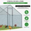 imageOutvita Chicken Coop 19510 FT Large Metal Chicken House Poultry Habitat Cage with Waterproof Cover Walkin Chicken Run Pen for Small Animals Yard Farm PatioSilver
