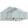 imageOutvita Chicken Coop 19510 FT Large Metal Chicken House Poultry Habitat Cage with Waterproof Cover Walkin Chicken Run Pen for Small Animals Yard Farm PatioSilver