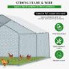 imageOutvita Chicken Coop 19510 FT Large Metal Chicken House Poultry Habitat Cage with Waterproof Cover Walkin Chicken Run Pen for Small Animals Yard Farm PatioSilver