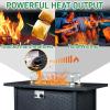 imageOutvita Fire Pit Table 43quot 50000 BTU Rectangle Metal Propane Fire Table with Lid Lava Rocks Waterproof Dust Cover and Glass Wind Guard for Garden Backyard Deck Patio