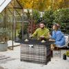imageOutvita Fire Pit Table 43quot 50000 BTU Rectangle Metal and Wicker Propane Fire Table with Lid Lava Rocks Waterproof Dust Cover and Glass Wind Guard for Garden Backyard Deck Patio